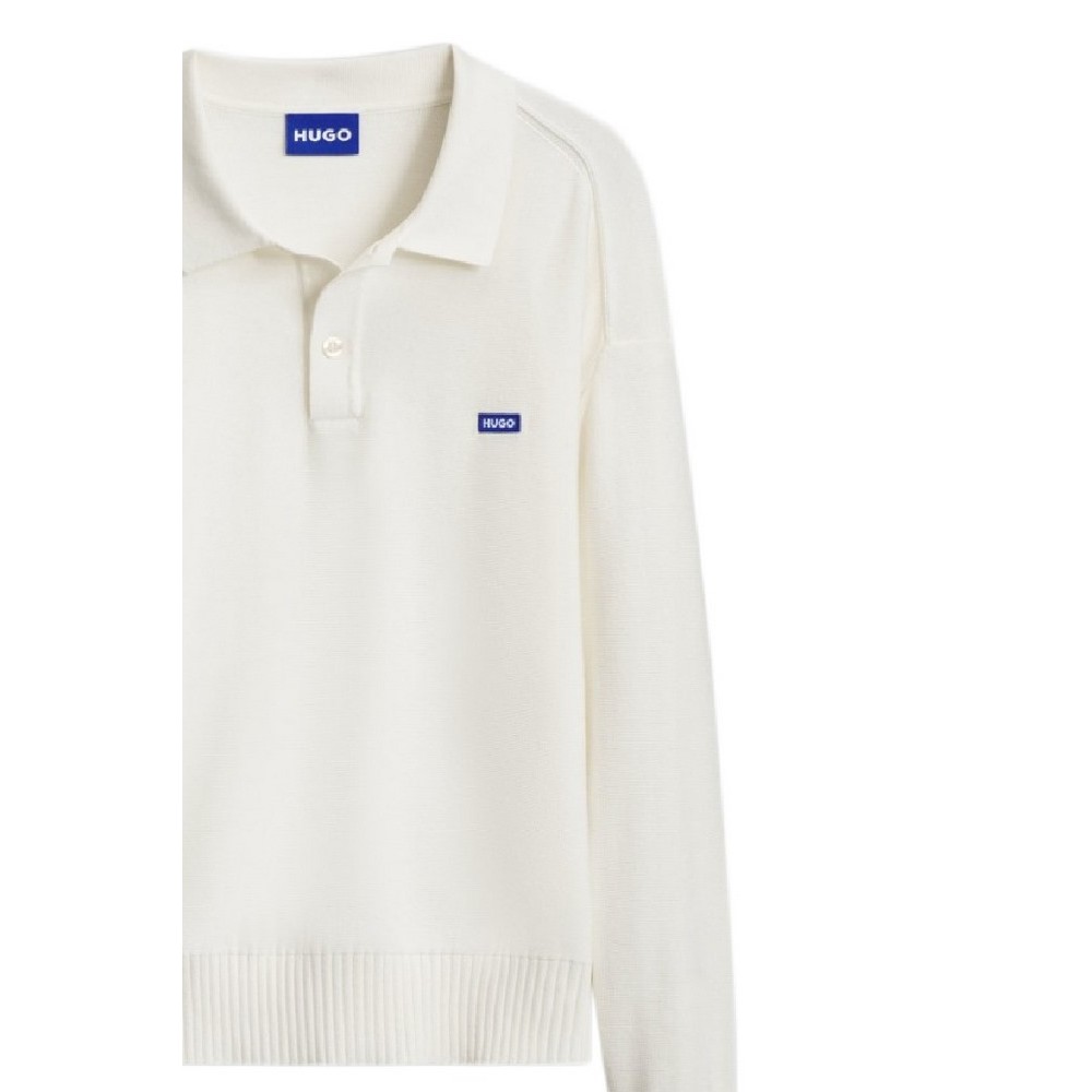 HUGO BOSS SAN PATTY SWEATER ΜΠΛΟΥΖΑ ΠΛΕΚΤΗ ΑΝΔΡΙΚΗ WHITE