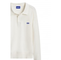 HUGO BOSS SAN PATTY SWEATER ΜΠΛΟΥΖΑ ΠΛΕΚΤΗ ΑΝΔΡΙΚΗ WHITE