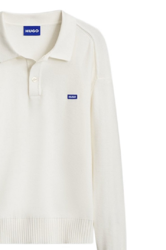HUGO BOSS SAN PATTY SWEATER ΜΠΛΟΥΖΑ ΠΛΕΚΤΗ ΑΝΔΡΙΚΗ WHITE