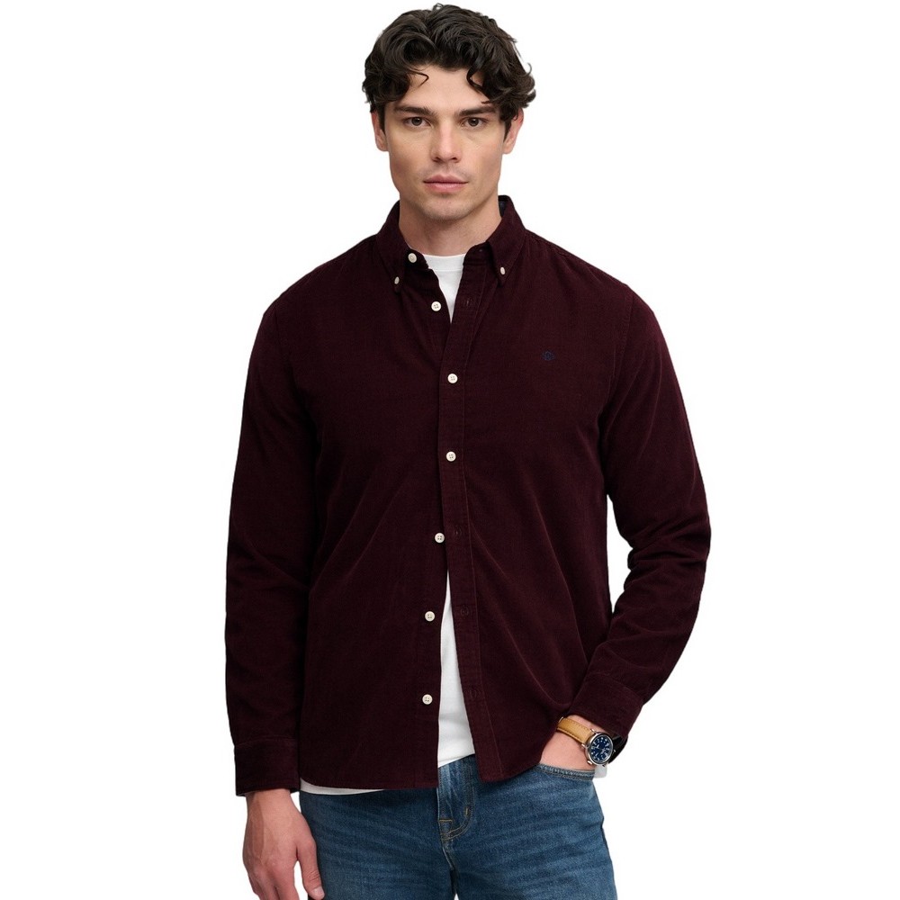 SUPERDRY CLASSIC NEEDLE CORD SHIRT ΠΟΥΚΑΜΙΣΟ ΑΝΔΡΙΚΟ BORDEAUX