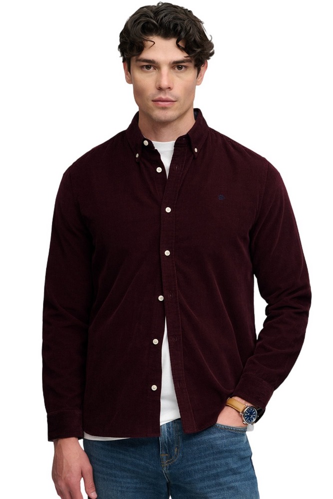 SUPERDRY CLASSIC NEEDLE CORD SHIRT ΠΟΥΚΑΜΙΣΟ ΑΝΔΡΙΚΟ BORDEAUX