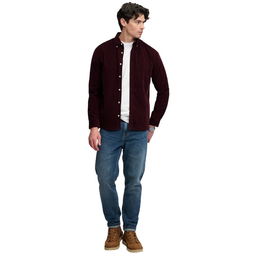 SUPERDRY CLASSIC NEEDLE CORD SHIRT ΠΟΥΚΑΜΙΣΟ ΑΝΔΡΙΚΟ BORDEAUX