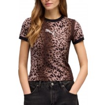 PUMA ESS GRAPHICS LEO LUXE BEDAZZLED SLIM T-SHIRT ΜΠΛΟΥΖΑ ΓΥΝΑΙΚΕΙΑ LEOPARD