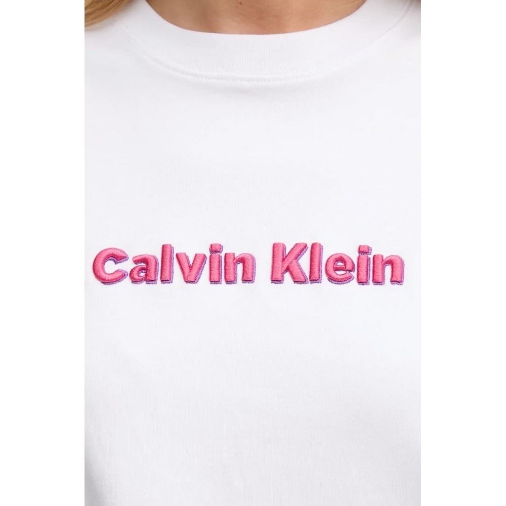 CALVIN KLEIN JEANS 2 TONE 3D EMBROIDERY LOGO TEE T-SHIRT ΜΠΛΟΥΖΑ ΓΥΝΑΙΚΕΙΑ WHITE