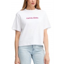 CALVIN KLEIN JEANS 2 TONE 3D EMBROIDERY LOGO TEE T-SHIRT ΜΠΛΟΥΖΑ ΓΥΝΑΙΚΕΙΑ WHITE