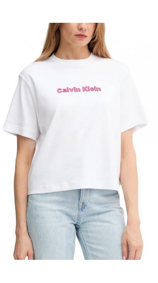 CALVIN KLEIN JEANS 2 TONE 3D EMBROIDERY LOGO TEE T-SHIRT ΜΠΛΟΥΖΑ ΓΥΝΑΙΚΕΙΑ WHITE