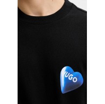 HUGO BOSS JERSEY NALENTINIO T-SHIRT ΜΠΛΟΥΖΑ ΑΝΔΡΙΚΗ BLACK