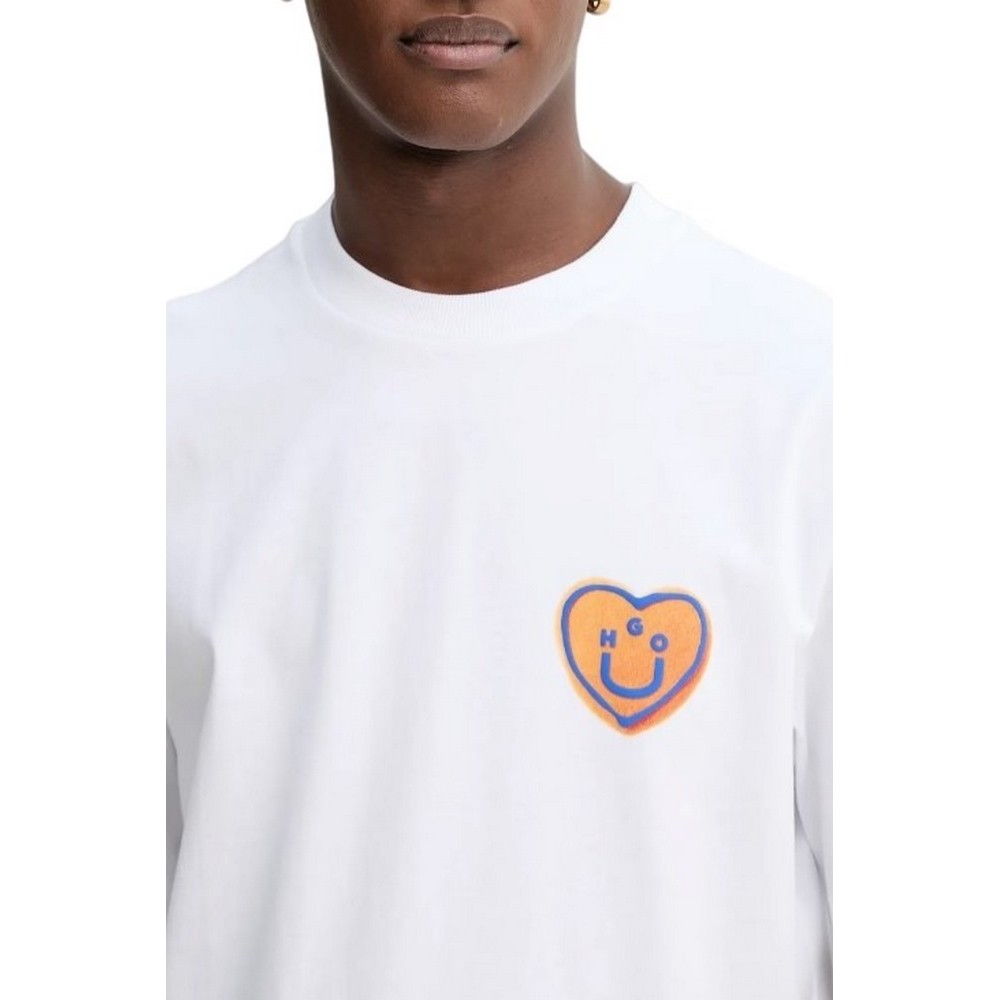 HUGO BOSS JERSEY NALENTINIO T-SHIRT ΜΠΛΟΥΖΑ ΑΝΔΡΙΚΗ WHITE