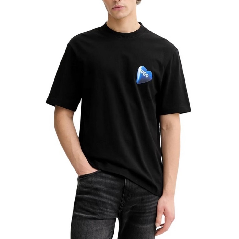 HUGO BOSS JERSEY NALENTINIO T-SHIRT ΜΠΛΟΥΖΑ ΑΝΔΡΙΚΗ BLACK