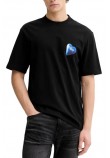 HUGO BOSS JERSEY NALENTINIO T-SHIRT ΜΠΛΟΥΖΑ ΑΝΔΡΙΚΗ BLACK
