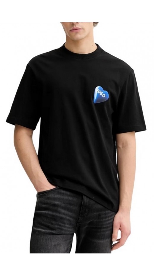 HUGO BOSS JERSEY NALENTINIO T-SHIRT ΜΠΛΟΥΖΑ ΑΝΔΡΙΚΗ BLACK