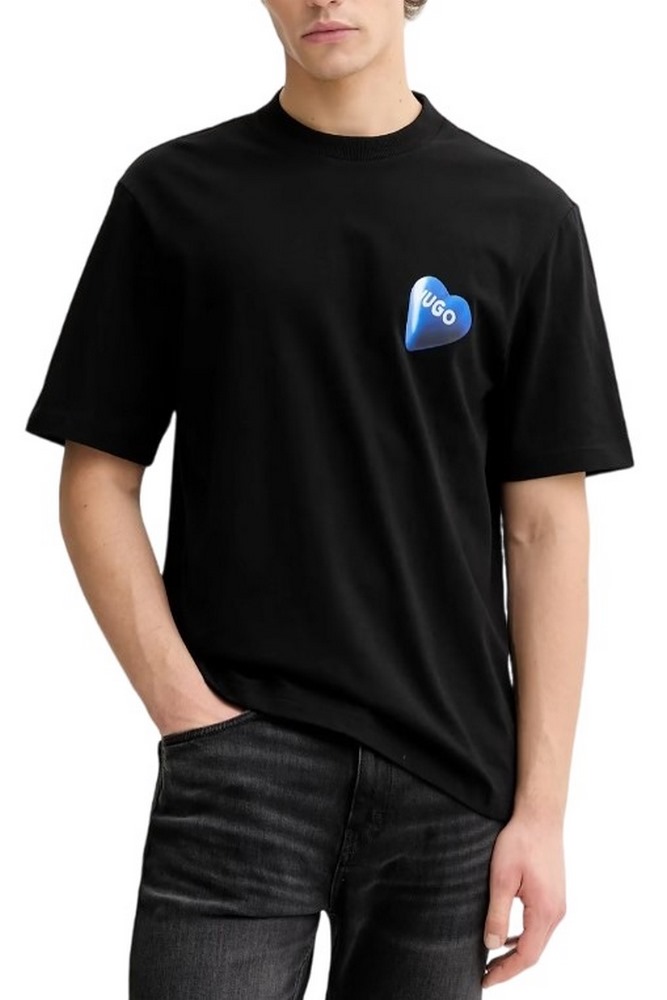 HUGO BOSS JERSEY NALENTINIO T-SHIRT ΜΠΛΟΥΖΑ ΑΝΔΡΙΚΗ BLACK
