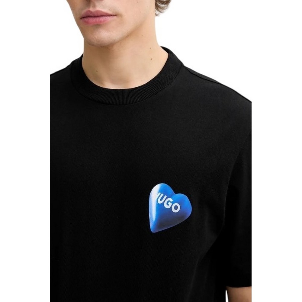 HUGO BOSS JERSEY NALENTINIO T-SHIRT ΜΠΛΟΥΖΑ ΑΝΔΡΙΚΗ BLACK