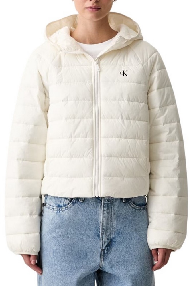 CALVIN KLEIN JEANS SHORT CK PACKABLE PUFFER JACKET ΜΠΟΥΦΑΝ ΓΥΝΑΙΚΕΙΟ OFF WHITE