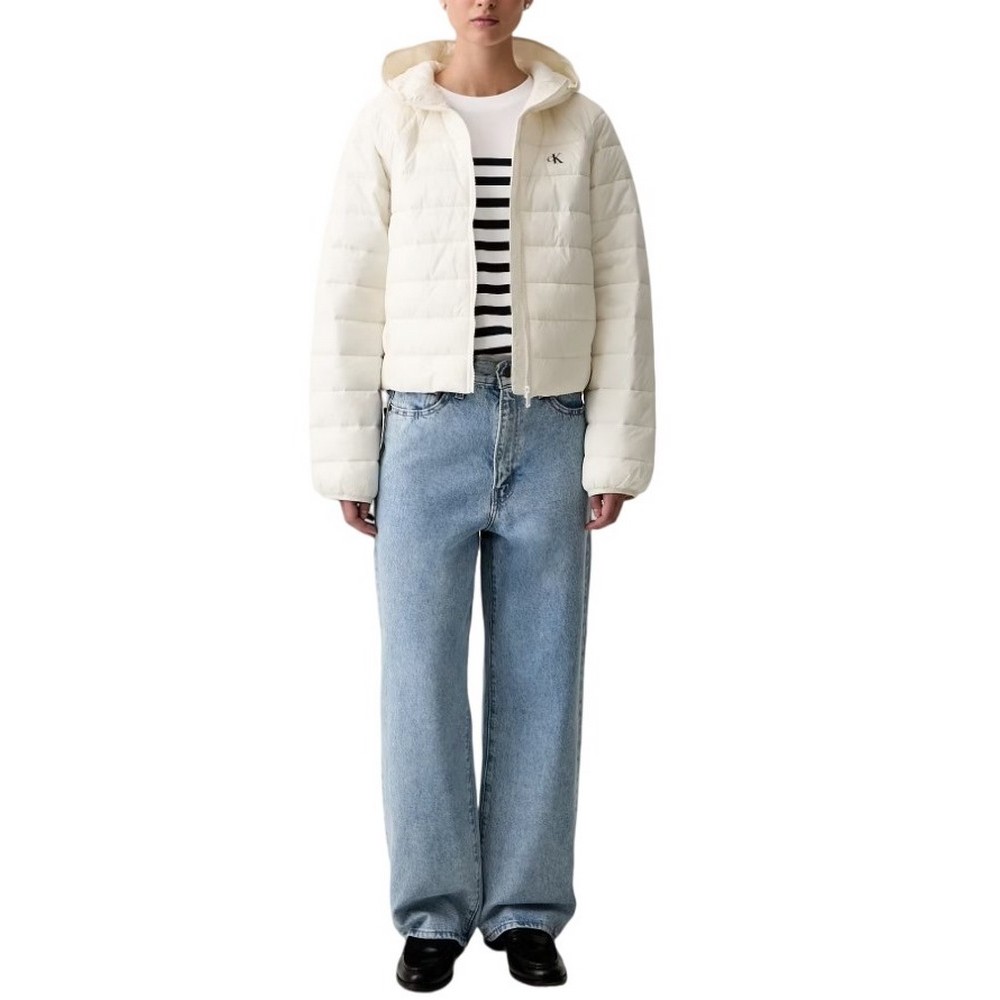 CALVIN KLEIN JEANS SHORT CK PACKABLE PUFFER JACKET ΜΠΟΥΦΑΝ ΓΥΝΑΙΚΕΙΟ OFF WHITE