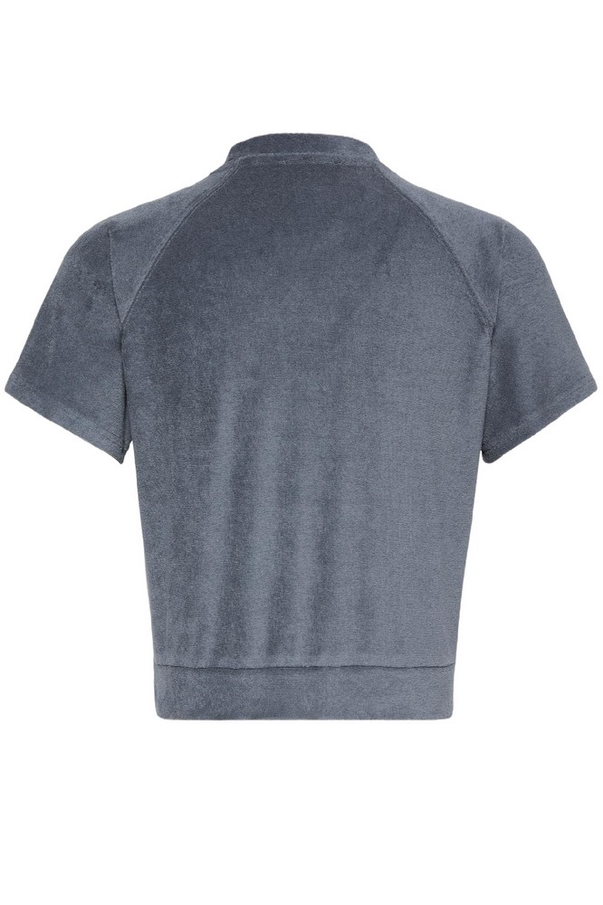 CALVIN KLEIN JEANS TOWEL TERRY CROPPED SWEATSHIRT T-SHIRT ΜΠΛΟΥΖΑ ΓΥΝΑΙΚΕΙΑ DARK GREY
