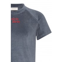 CALVIN KLEIN JEANS TOWEL TERRY CROPPED SWEATSHIRT T-SHIRT ΜΠΛΟΥΖΑ ΓΥΝΑΙΚΕΙΑ DARK GREY
