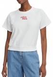 CALVIN KLEIN JEANS TOWEL TERRY CROPPED SWEATSHIRT T-SHIRT ΜΠΛΟΥΖΑ ΓΥΝΑΙΚΕΙΑ WHITE