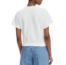 CALVIN KLEIN JEANS TOWEL TERRY CROPPED SWEATSHIRT T-SHIRT ΜΠΛΟΥΖΑ ΓΥΝΑΙΚΕΙΑ WHITE