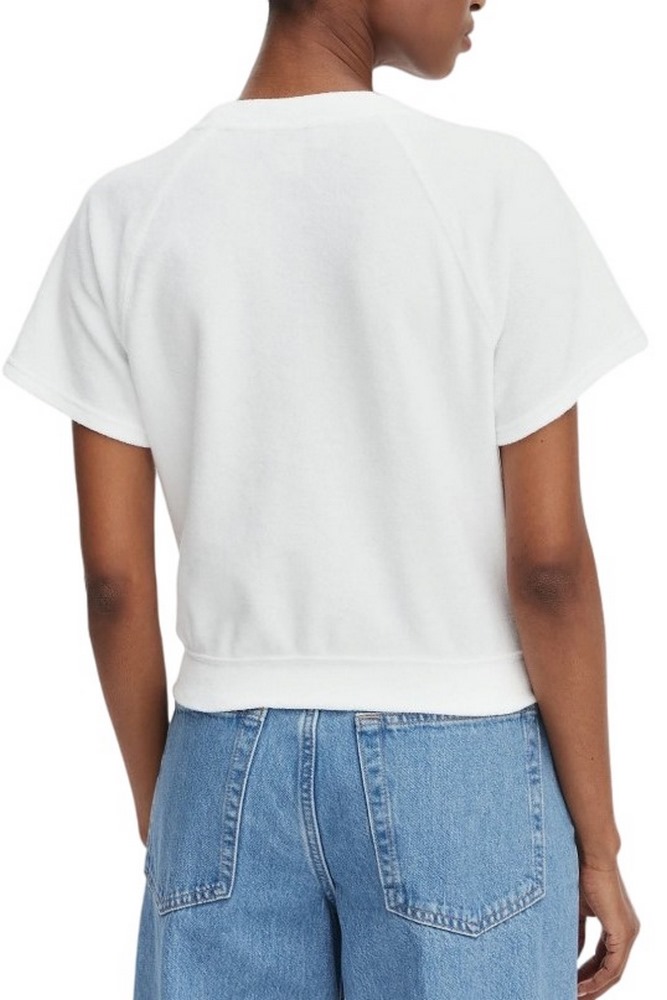 CALVIN KLEIN JEANS TOWEL TERRY CROPPED SWEATSHIRT T-SHIRT ΜΠΛΟΥΖΑ ΓΥΝΑΙΚΕΙΑ WHITE
