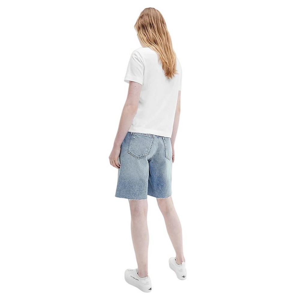 CALVIN KLEIN JEANS SHRUNKEN INSTITUTIONAL TEE T-SHIRT ΓΥΝΑΙΚΕΙΟ WHITE