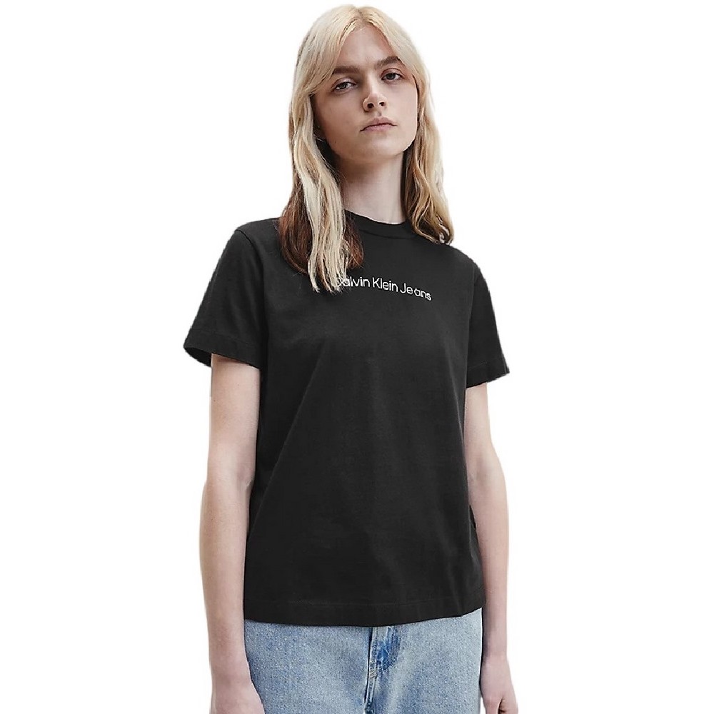 CALVIN KLEIN JEANS SHRUNKEN INSTITUTIONAL TEE T-SHIRT ΓΥΝΑΙΚΕΙΟ BLACK