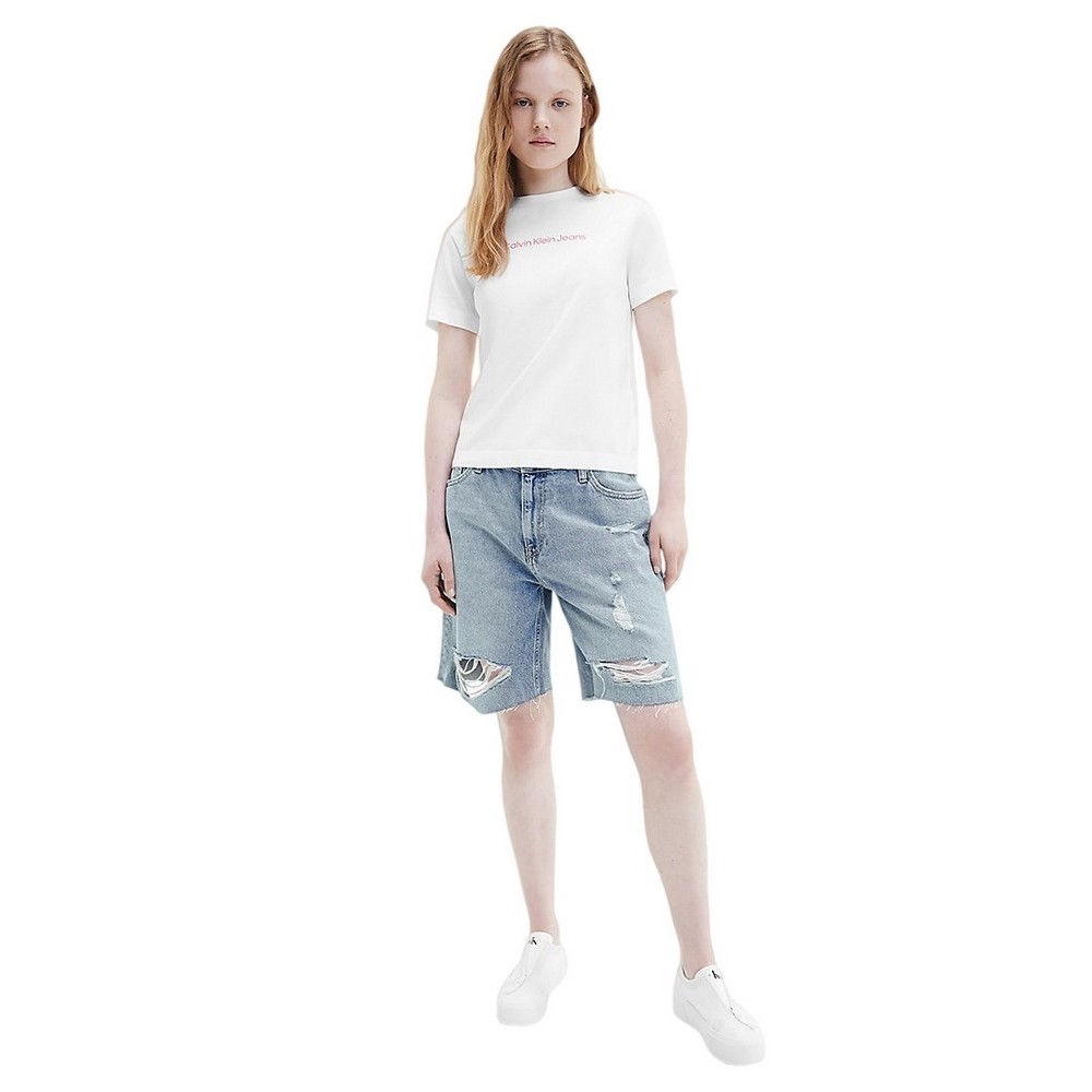 CALVIN KLEIN JEANS SHRUNKEN INSTITUTIONAL TEE T-SHIRT ΓΥΝΑΙΚΕΙΟ WHITE