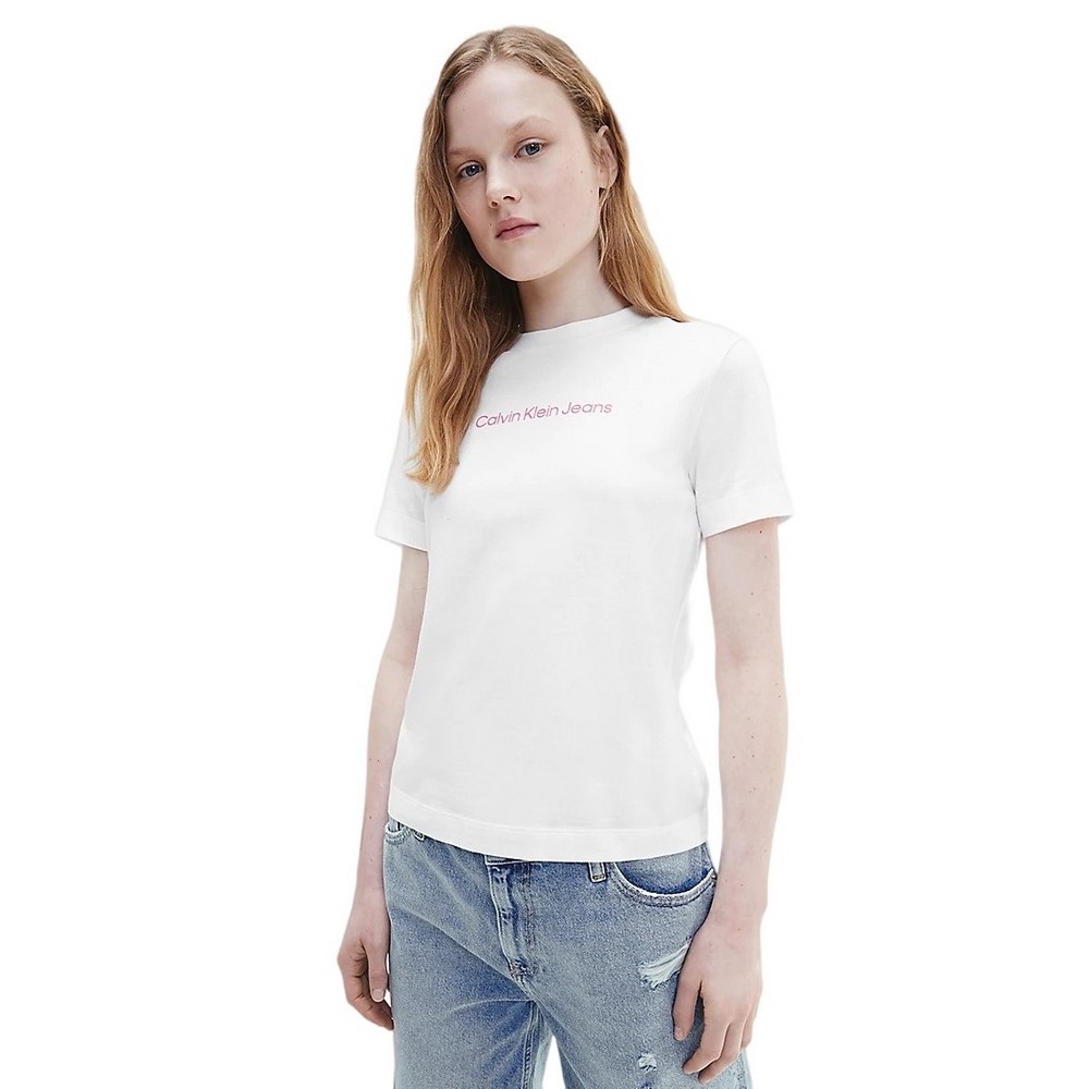CALVIN KLEIN JEANS SHRUNKEN INSTITUTIONAL TEE T-SHIRT ΓΥΝΑΙΚΕΙΟ WHITE
