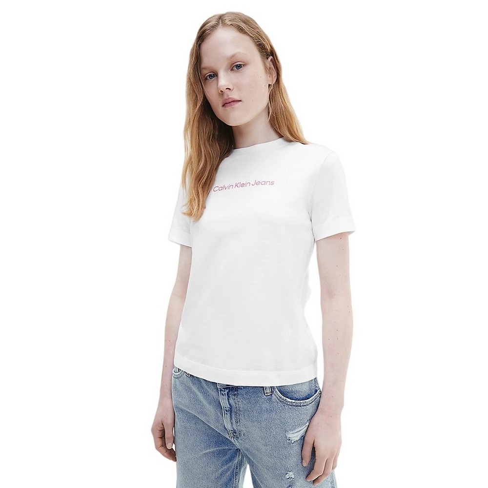 CALVIN KLEIN JEANS SHRUNKEN INSTITUTIONAL TEE T-SHIRT ΓΥΝΑΙΚΕΙΟ J20J219918 WHITE