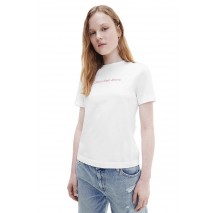 CALVIN KLEIN JEANS SHRUNKEN INSTITUTIONAL TEE T-SHIRT ΓΥΝΑΙΚΕΙΟ WHITE