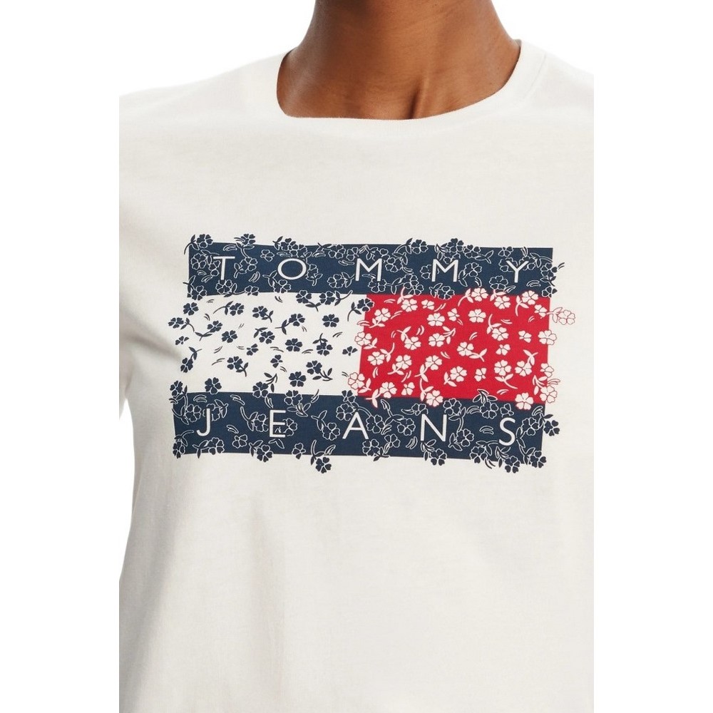 TOMMY JEANS REG FLORAL FLAG TEE T-SHIRT ΜΠΛΟΥΖΑ ΓΥΝΑΙΚΕΙΑ WHITE
