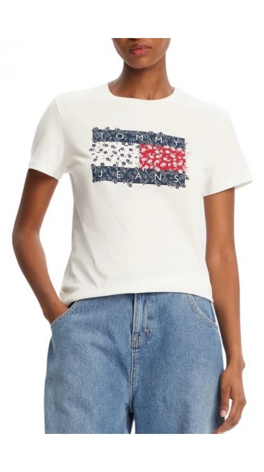 TOMMY JEANS REG FLORAL FLAG TEE T-SHIRT ΜΠΛΟΥΖΑ ΓΥΝΑΙΚΕΙΑ WHITE