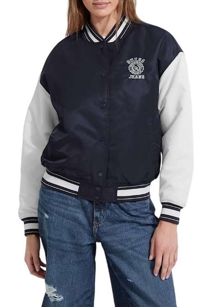 GUESS JEANS VARSITY WITH EMBROIDERY ΜΠΟΥΦΑΝ ΓΥΝΑΙΚΕΙΟ DARK NAVY