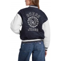 GUESS JEANS VARSITY WITH EMBROIDERY ΜΠΟΥΦΑΝ ΓΥΝΑΙΚΕΙΟ DARK NAVY