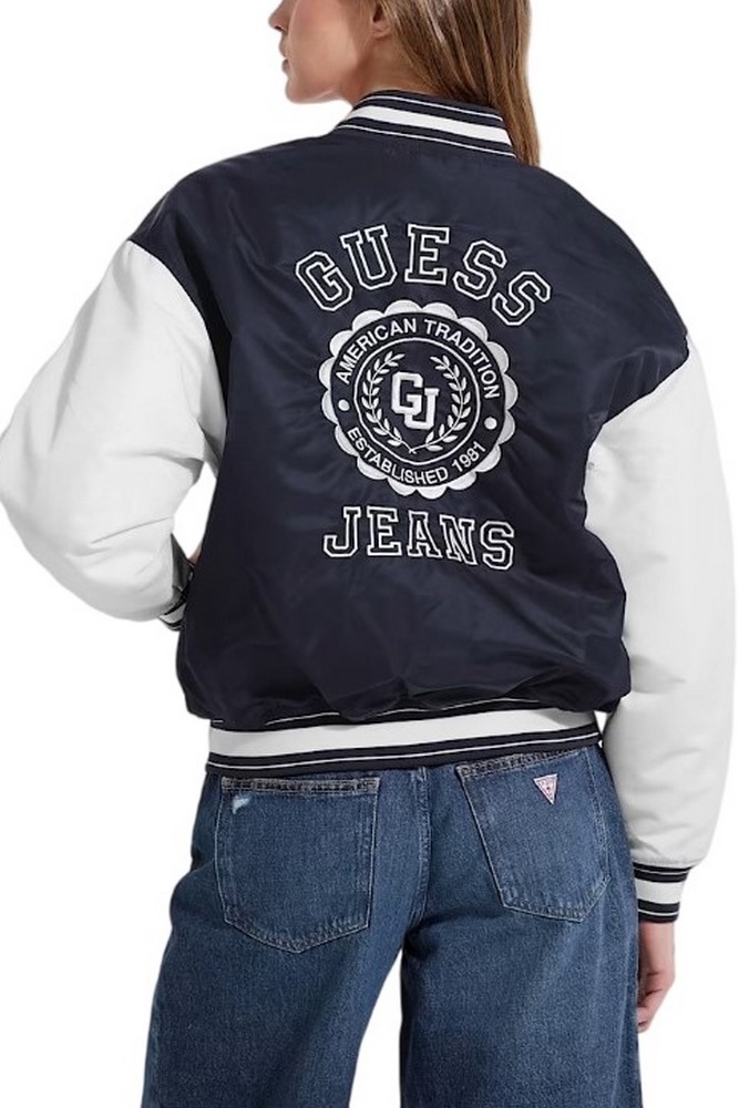 GUESS JEANS VARSITY WITH EMBROIDERY ΜΠΟΥΦΑΝ ΓΥΝΑΙΚΕΙΟ DARK NAVY