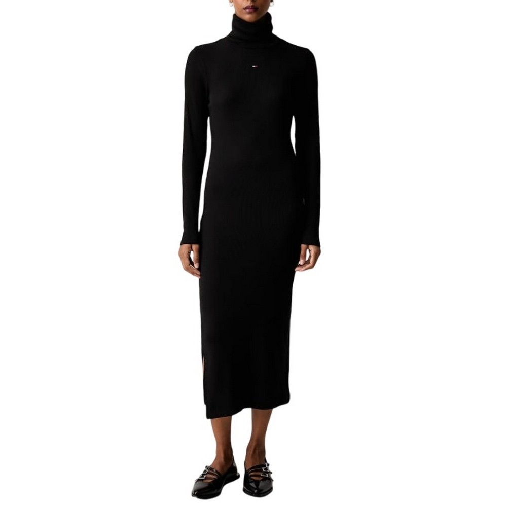 TOMMY JEANS TURTLNCK BODYCON MIDI DRESS ΦΟΡΕΜΑ ΓΥΝΑΙΚΕΙΟ BLACK