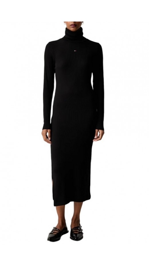 TOMMY JEANS TURTLNCK BODYCON MIDI DRESS ΦΟΡΕΜΑ ΓΥΝΑΙΚΕΙΟ BLACK