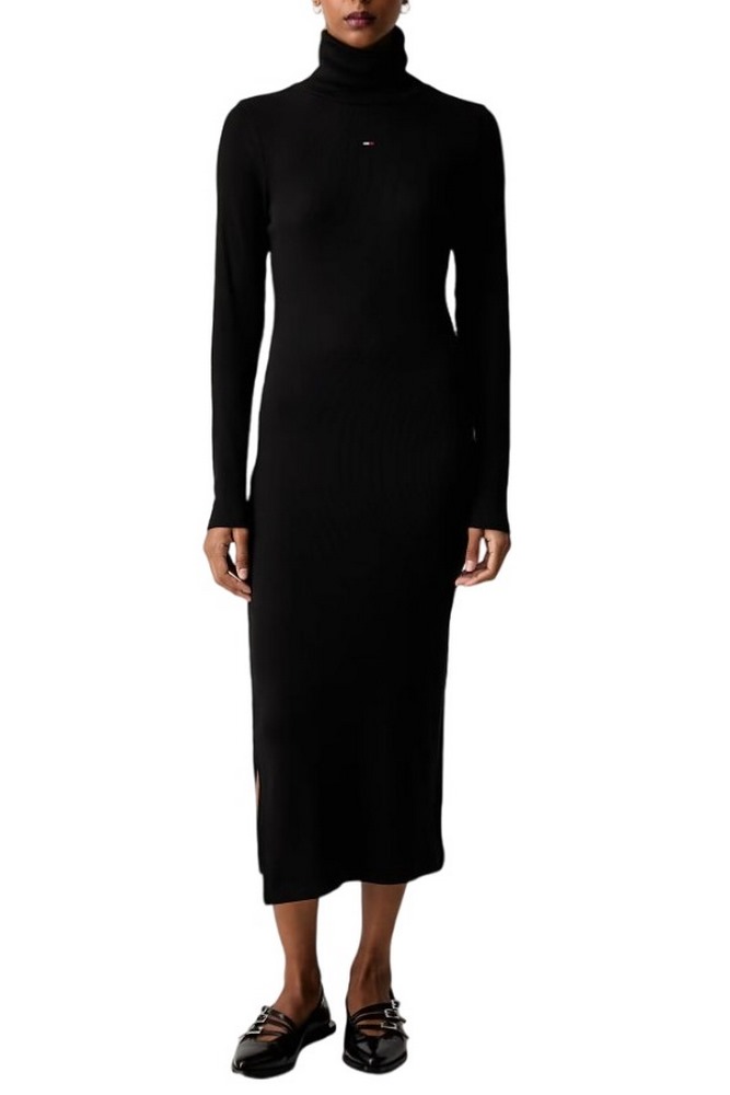 TOMMY JEANS TURTLNCK BODYCON MIDI DRESS ΦΟΡΕΜΑ ΓΥΝΑΙΚΕΙΟ BLACK