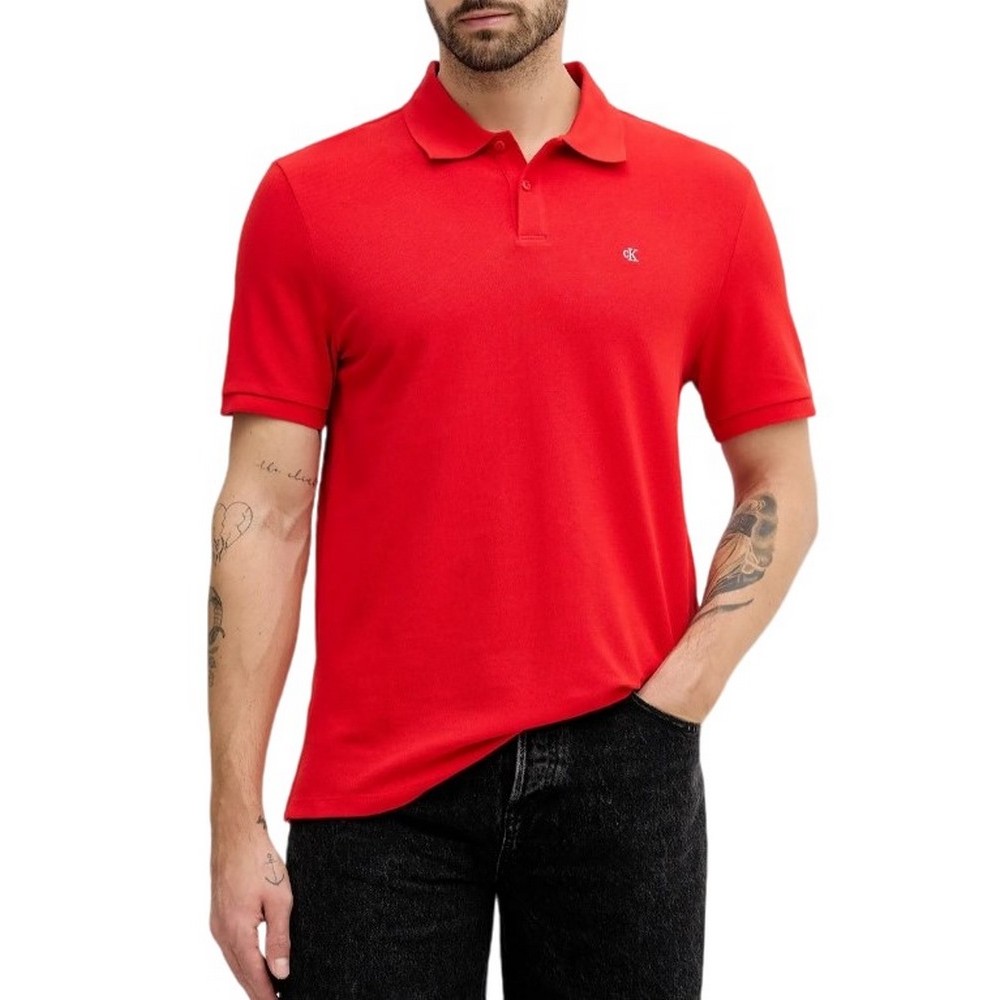 CALVIN KLEIN JEANS CASUAL PIQUE CLASSIC POLO T-SHIRT ΜΠΛΟΥΖΑ ΑΝΔΡΙΚΗ RED