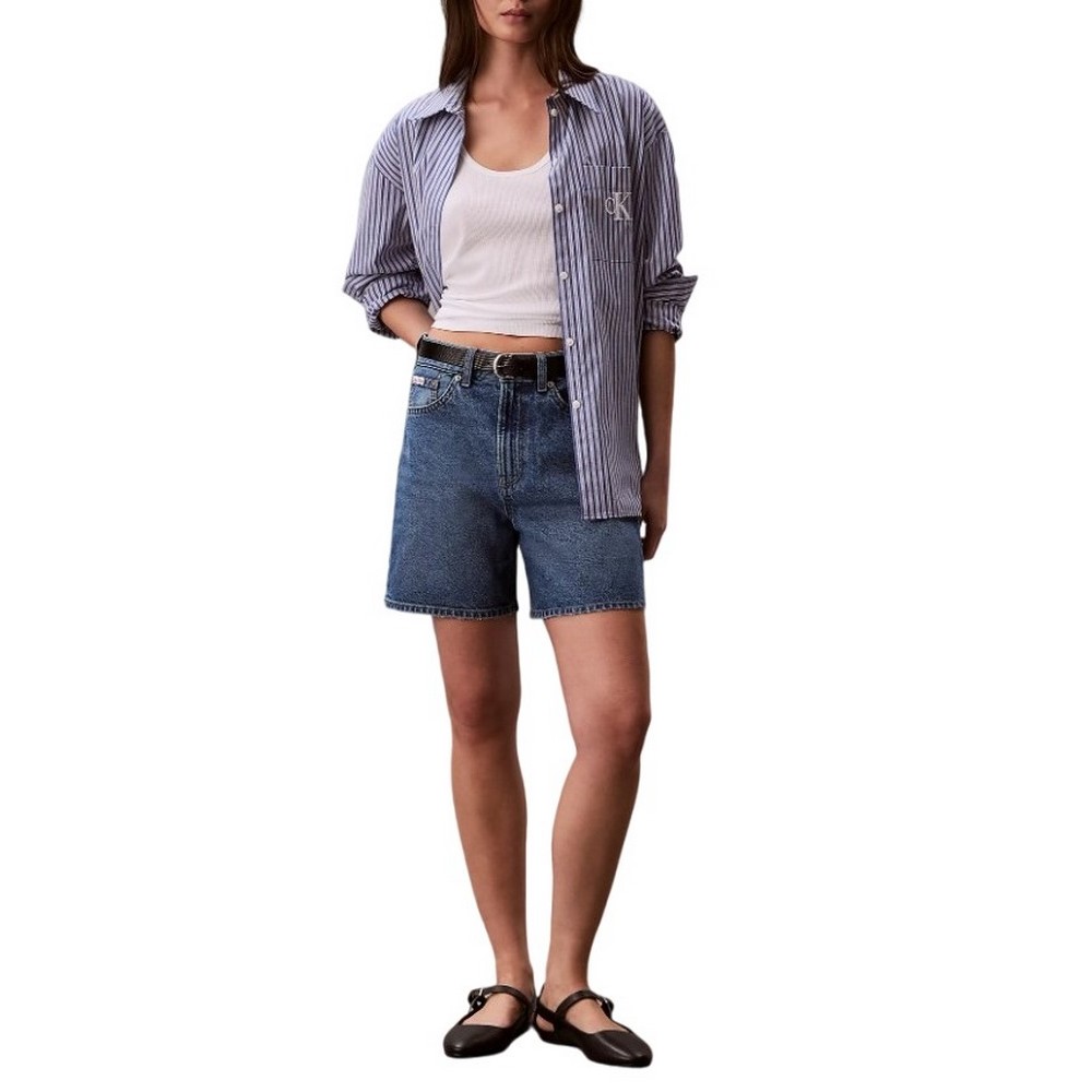 CALVIN KLEIN JEANS HI RISE A-LINE SHORT ΤΖΙΝ ΣΟΡΤΣ ΓΥΝΑΙΚΕΙΟ BLUΕ DENIM