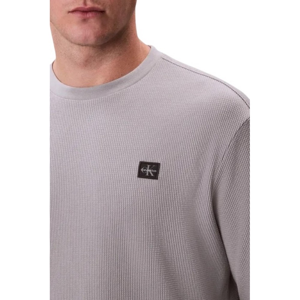CALVIN KLEIN JEANS WAFFLE BADGE CREWNK TEE ΜΠΛΟΥΖΑ ΑΝΔΡΙΚΗ GREY