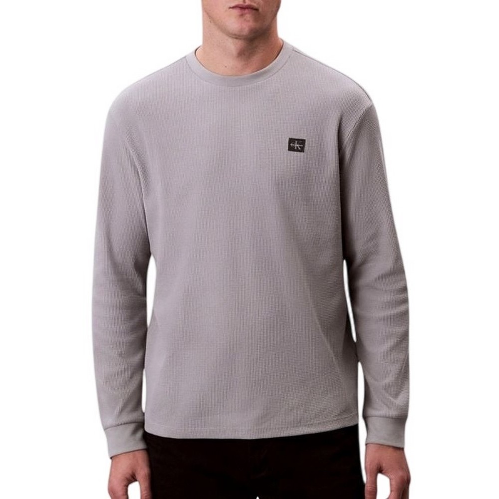 CALVIN KLEIN JEANS WAFFLE BADGE CREWNK TEE ΜΠΛΟΥΖΑ ΑΝΔΡΙΚΗ GREY