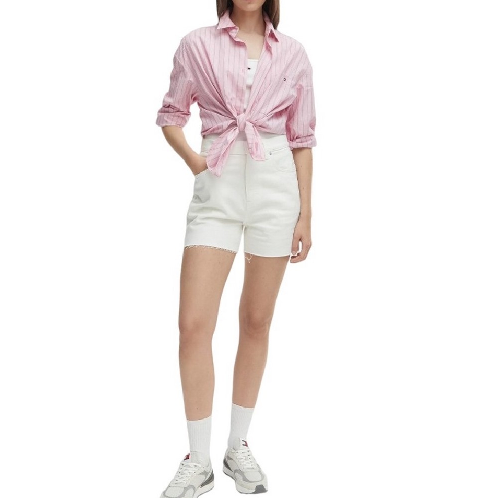 TOMMY JEANS MOM SHORT BJ4199 ΤΖΙΝ ΣΟΡΤΣ ΓΥΝΑΙΚΕΙΟ DENIM WHITE
