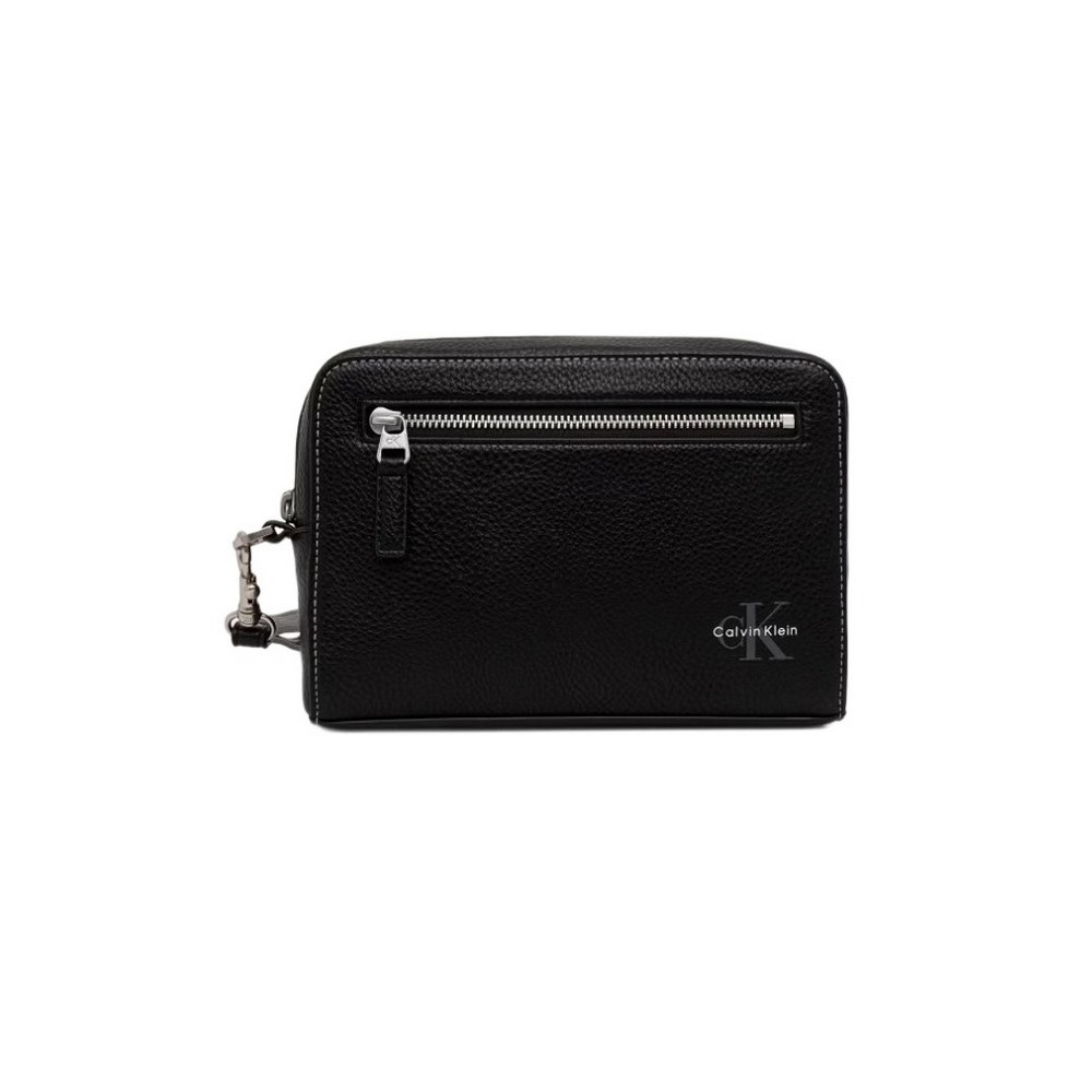 CALVIN KLEIN BOLD PEBBLE POUCH W/ HANDLE ΤΣΑΝΤΑ ΑΝΔΡΙΚΗ BLACK