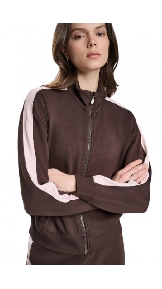 DKNY SIDE STRIPE FULL ZIP HOODIE ΖΑΚΕΤΑ ΦΟΥΤΕΡ ΓΥΝΑΙΚΕΙΑ COFFEE