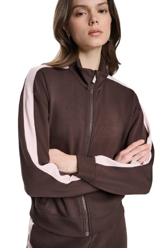 DKNY SIDE STRIPE FULL ZIP HOODIE ΖΑΚΕΤΑ ΦΟΥΤΕΡ ΓΥΝΑΙΚΕΙΑ COFFEE