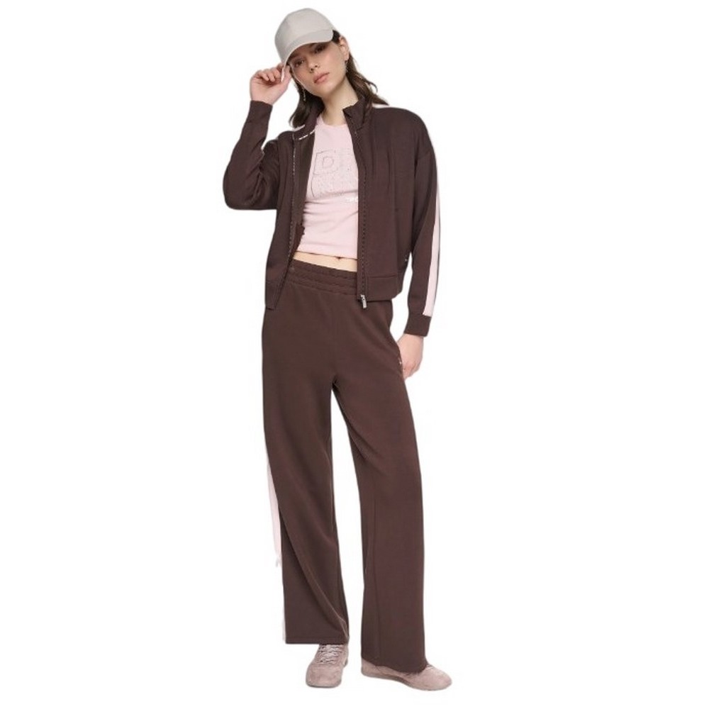 DKNY SIDE STRIPE FULL ZIP HOODIE ΖΑΚΕΤΑ ΦΟΥΤΕΡ ΓΥΝΑΙΚΕΙΑ COFFEE