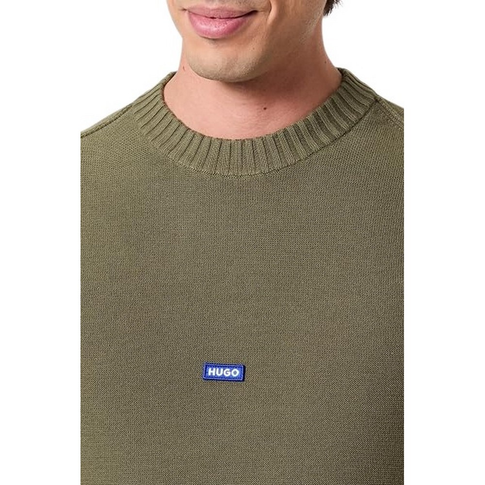 HUGO BOSS SAN CASEY SWEATER ΜΠΛΟΥΖΑ ΠΛΕΚΤΗ ΑΝΔΡΙΚΗ MILITARY GREEN