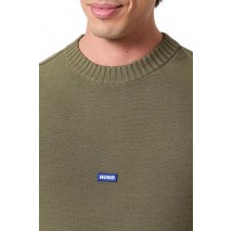 HUGO BOSS SAN CASEY SWEATER ΜΠΛΟΥΖΑ ΠΛΕΚΤΗ ΑΝΔΡΙΚΗ MILITARY GREEN