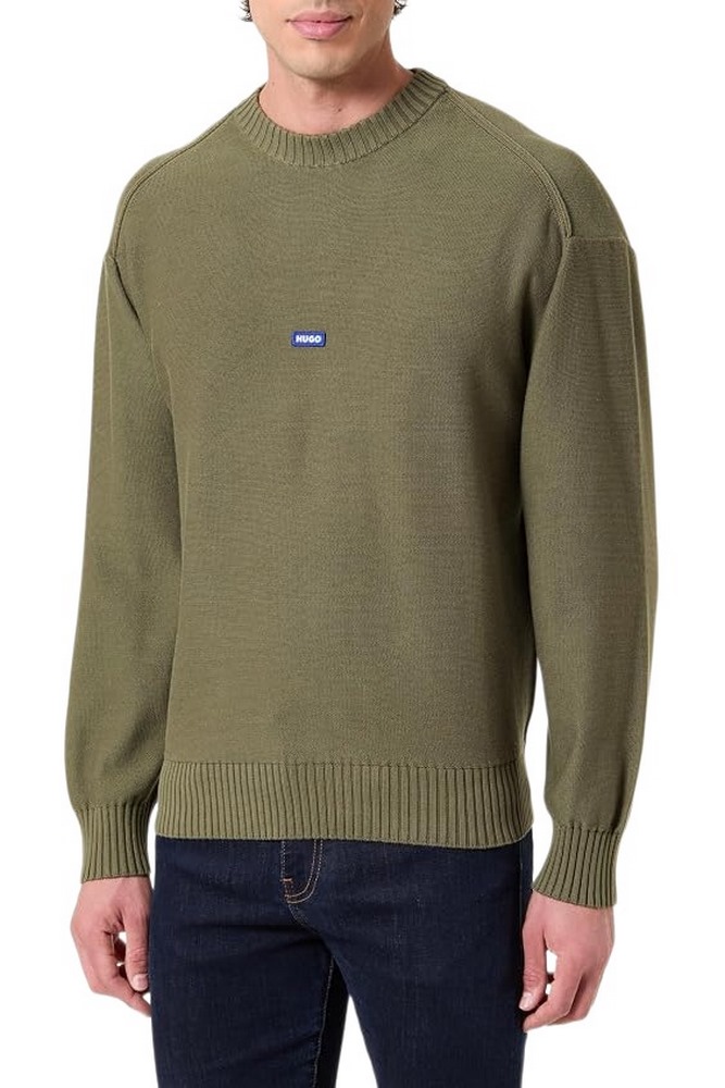 HUGO BOSS SAN CASEY SWEATER ΜΠΛΟΥΖΑ ΠΛΕΚΤΗ ΑΝΔΡΙΚΗ MILITARY GREEN